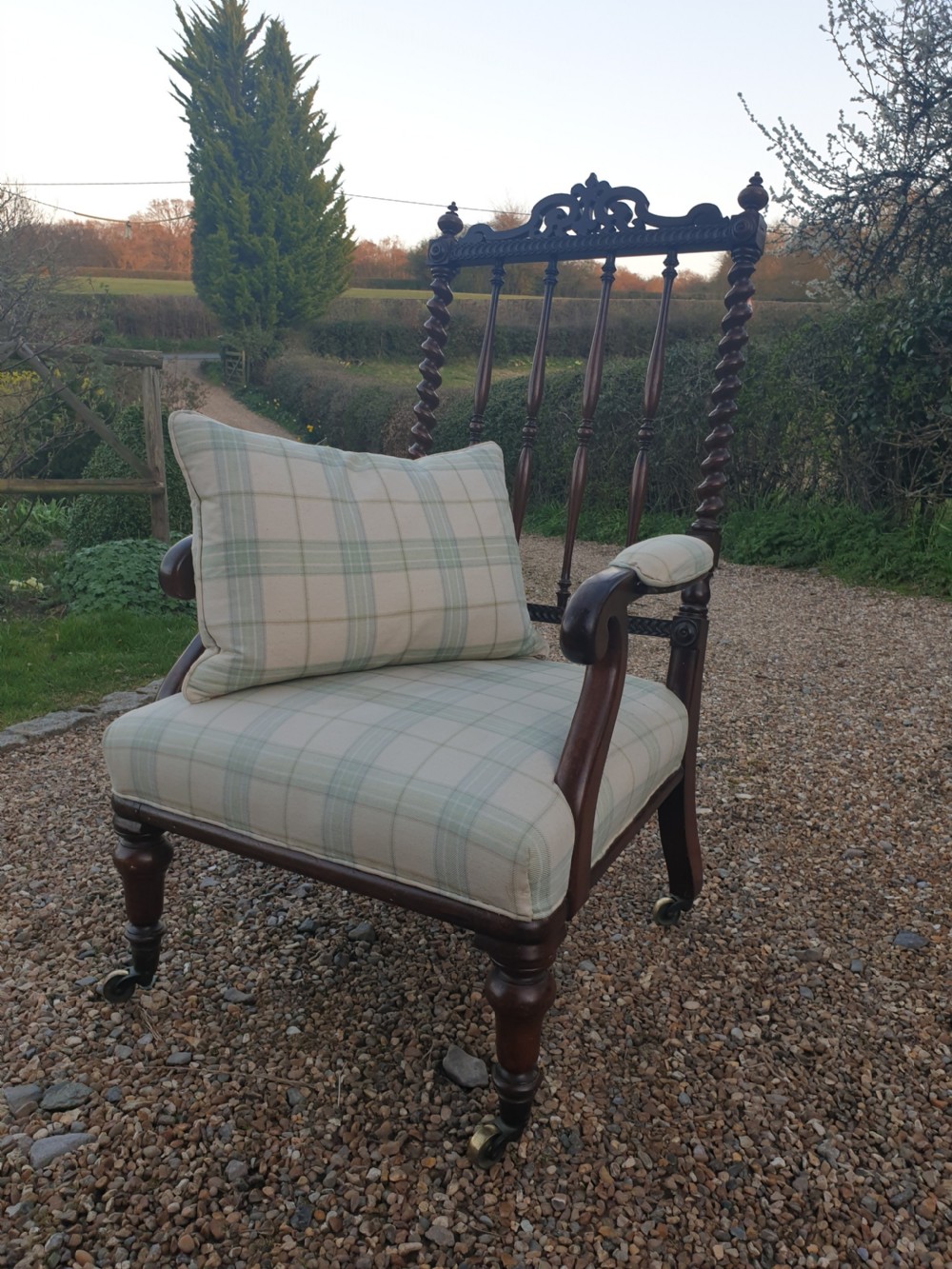 Good Early Victorian rosewood spindle back armchair  View VIII