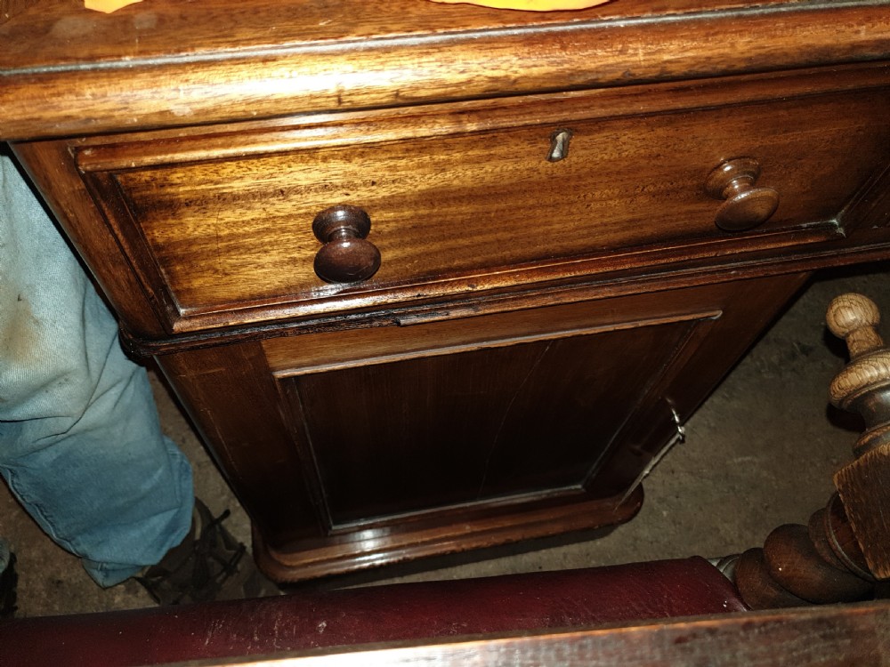 Large mahogany double pedestal partners desk.  View VI