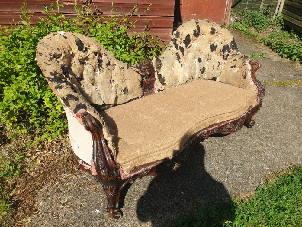Well carved Victorian conversation seat.  View X