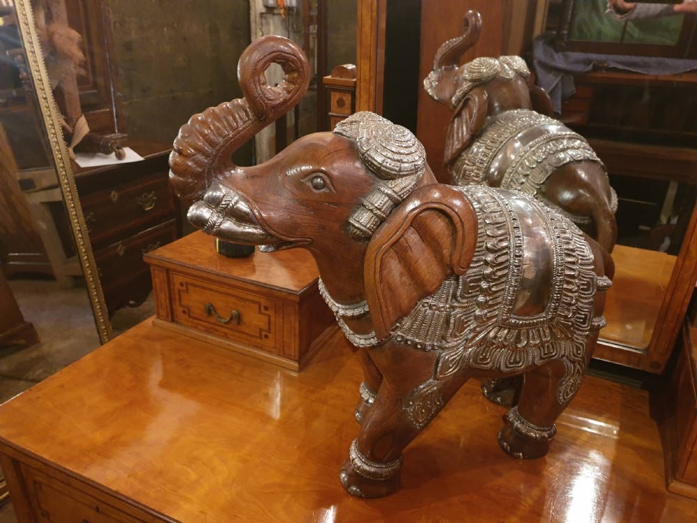 Good sized carved Teak and silver Elephant  View VI