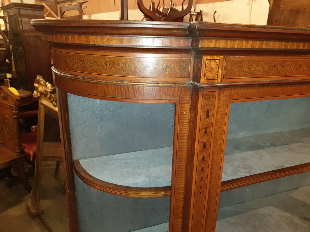 Edwardian inlaid and banded display cabinet  View II