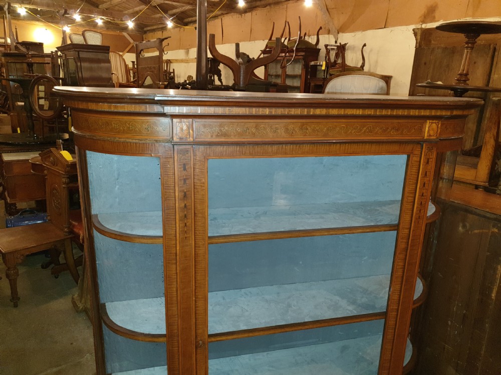 Edwardian inlaid and banded display cabinet  View III