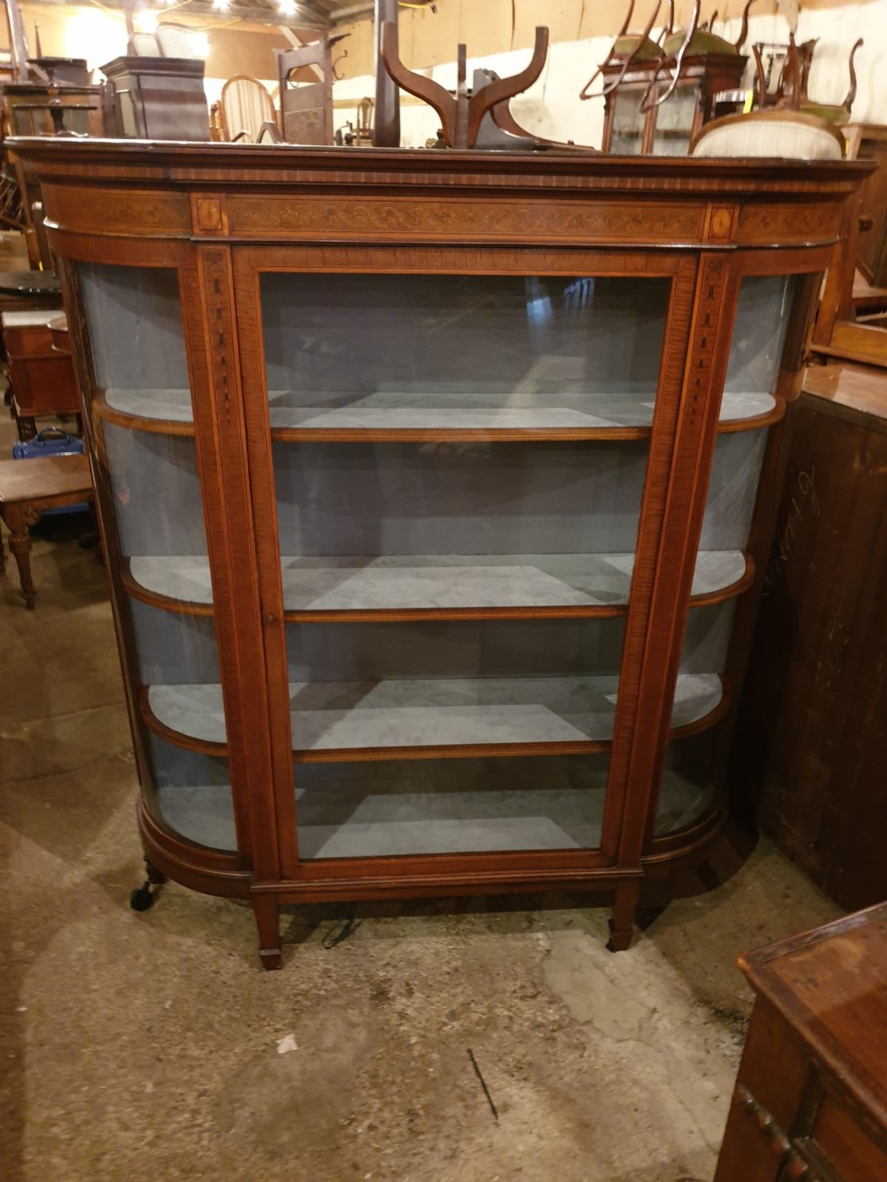 Edwardian inlaid and banded display cabinet  View VII