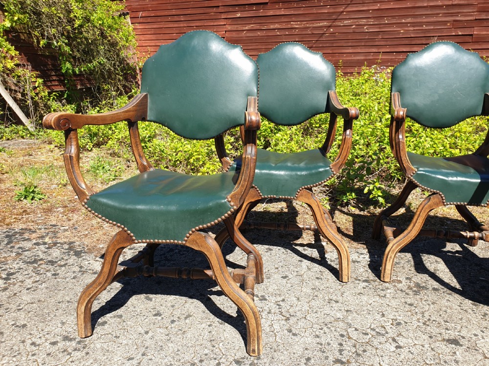 Set of 4 X frame hall armchairs View II