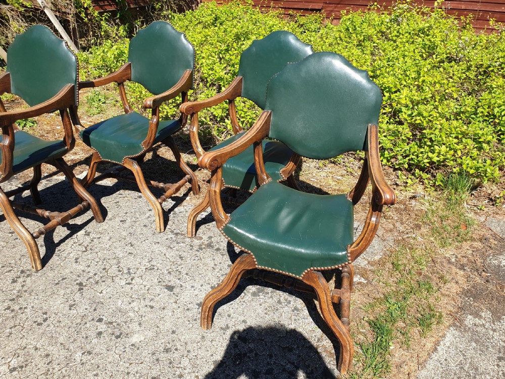 Set of 4 X frame hall armchairs View III
