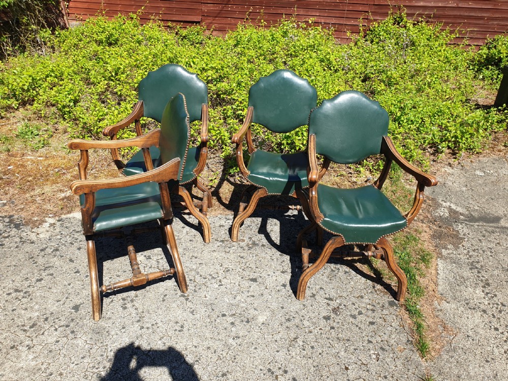 Set of 4 X frame hall armchairs View V