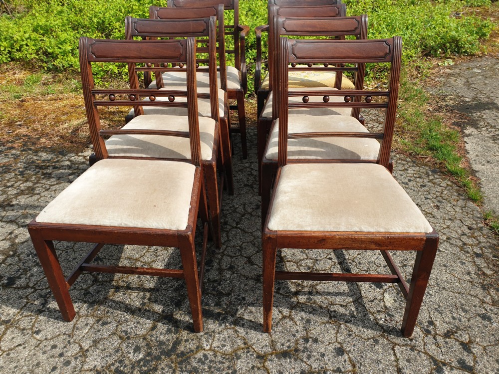 Set of 8 Regency mahogany dining chairs.  View II