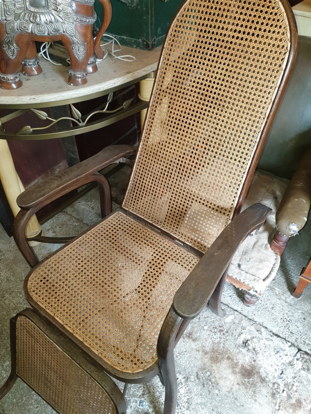 Early 20th century caned bentwood adjustable armchair.  View III