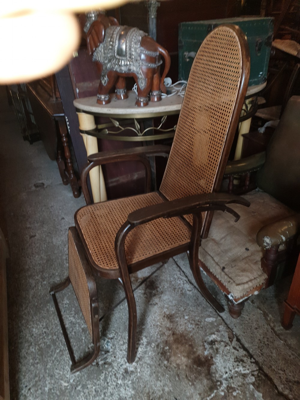 Early 20th century caned bentwood adjustable armchair.  View V
