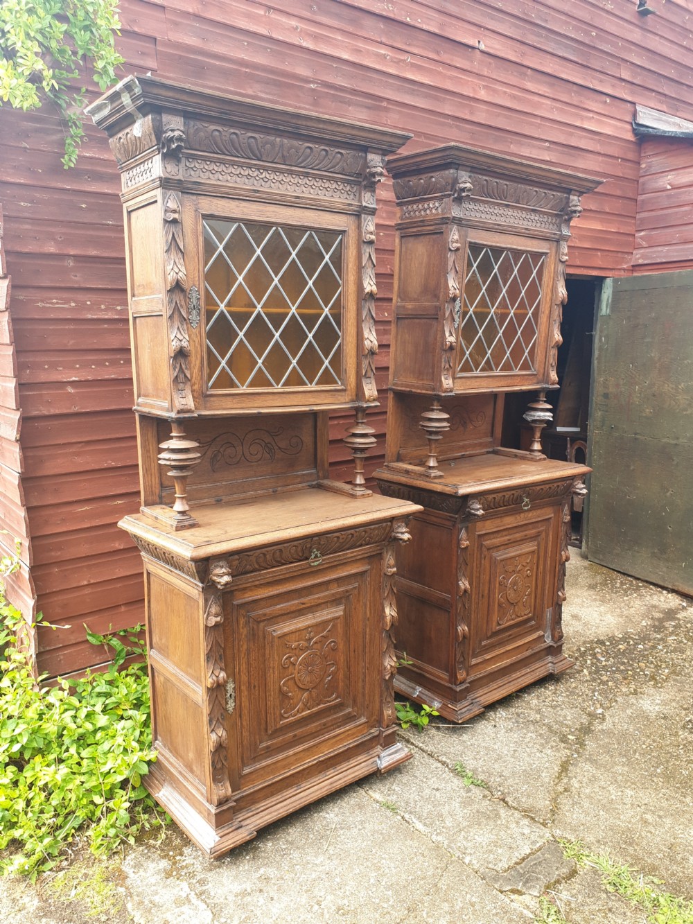 Pair of oak carved side cabinets  View IV