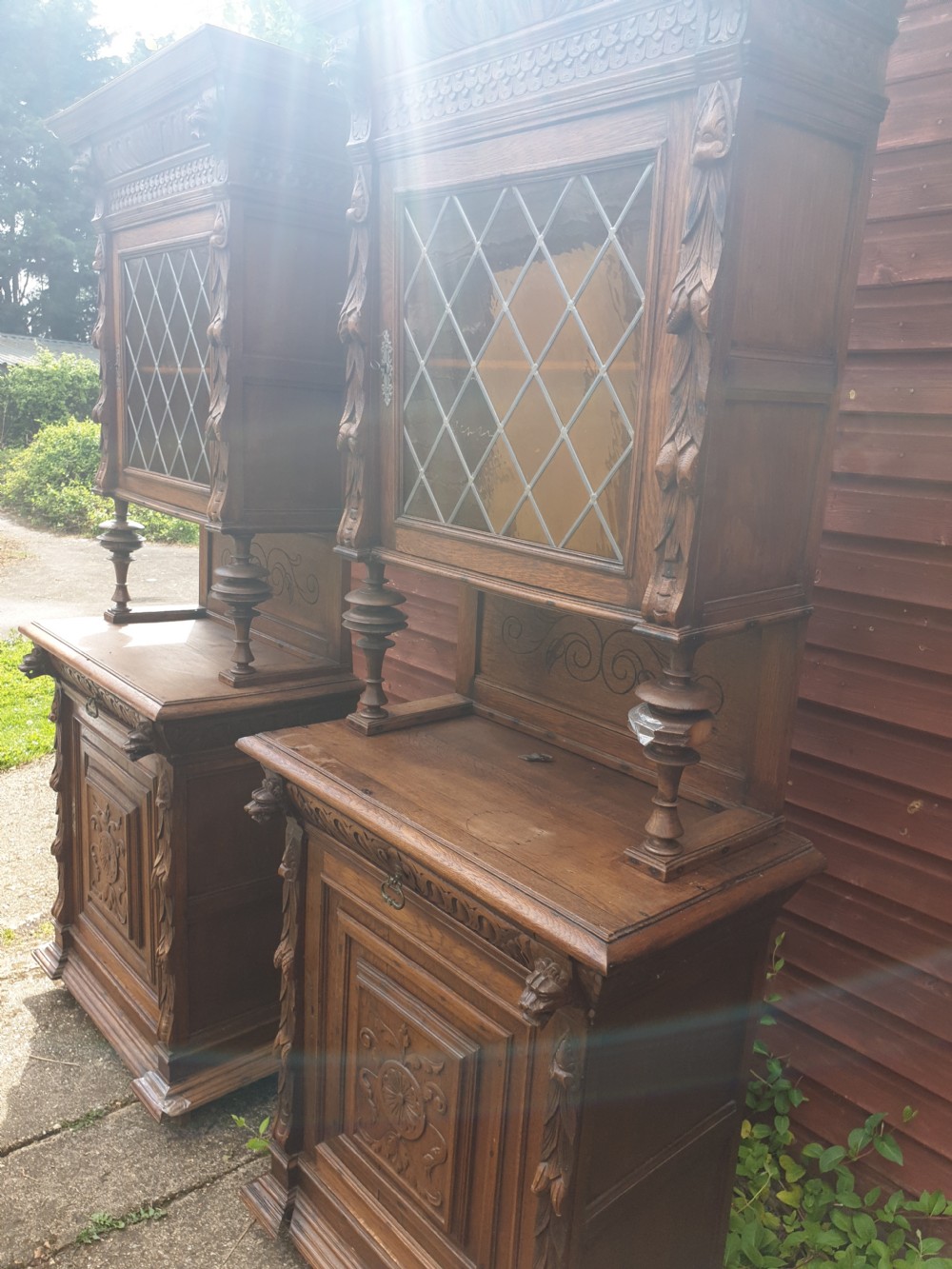 Pair of oak carved side cabinets  View V