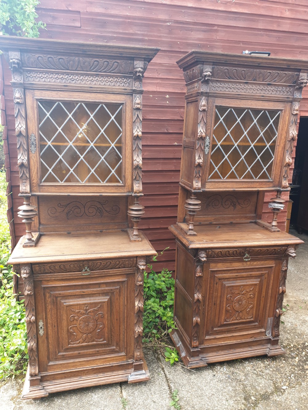Pair of oak carved side cabinets  View VI