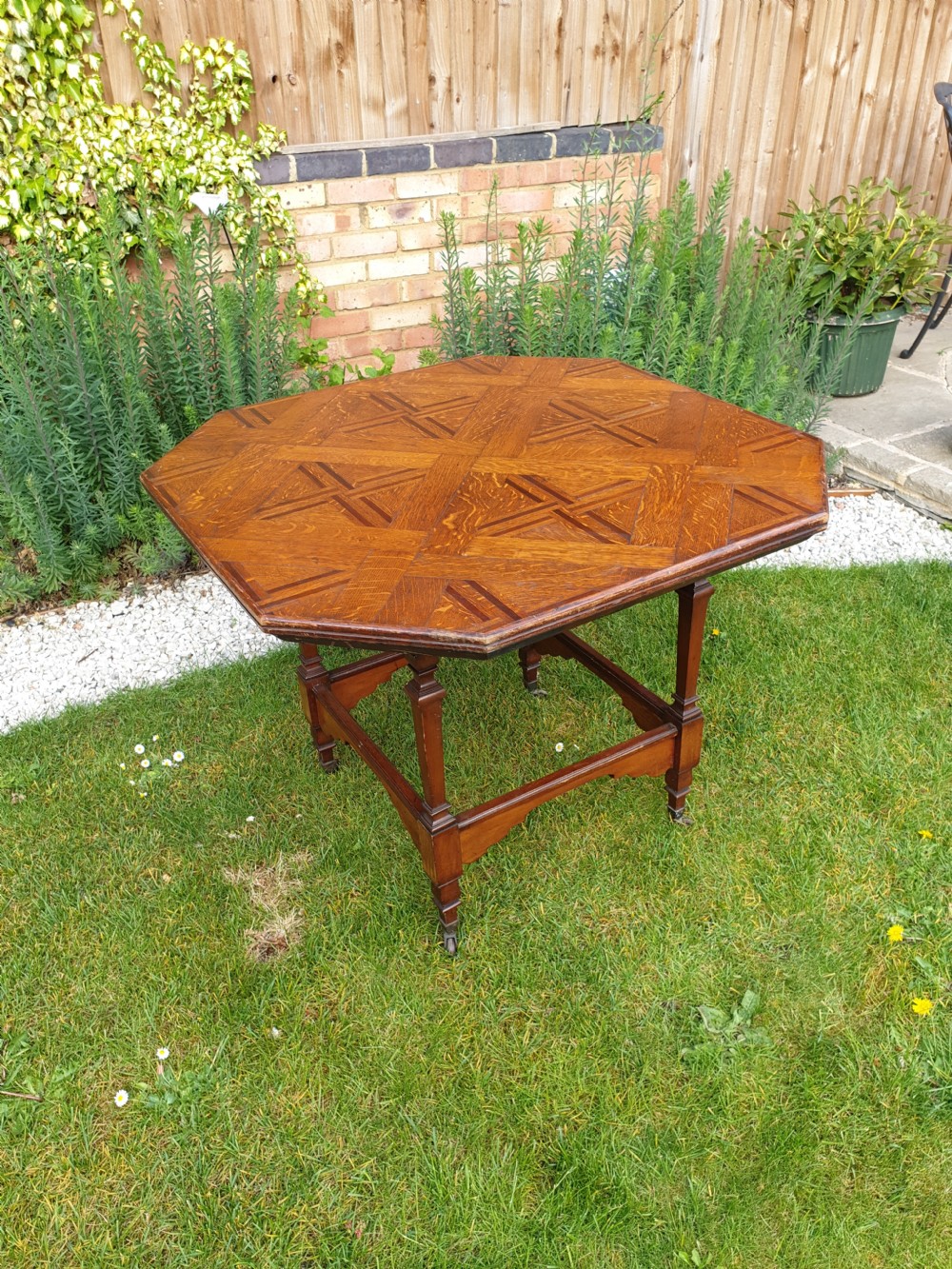 Late Victorian parquetry top occasional table.