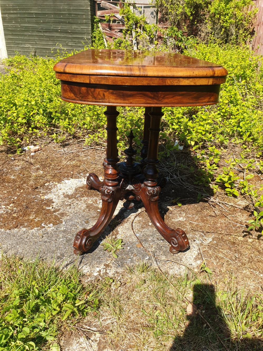Victorian walnut games table.  View II
