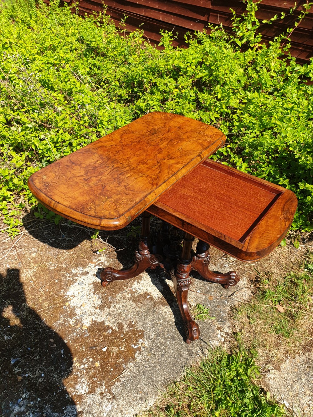 Victorian walnut games table.  View IV