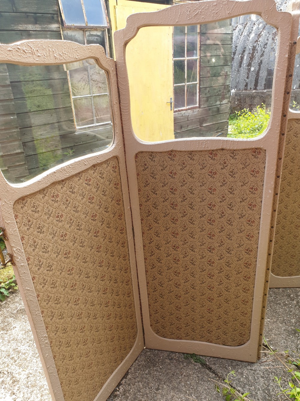 Large late Victorian folding dressing screen.  View VII
