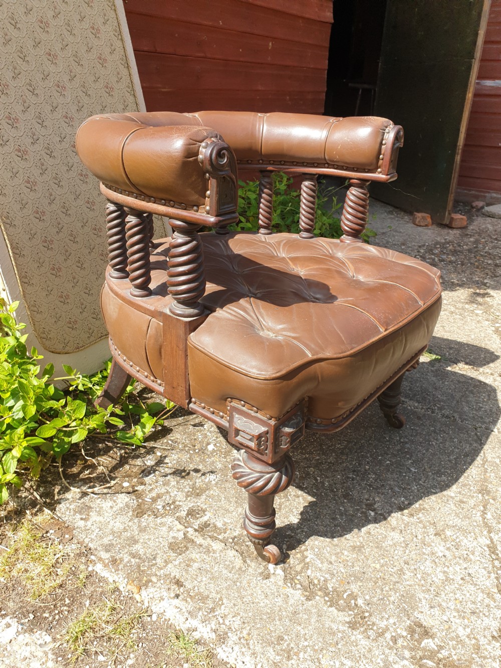 Victorian mahogany library desk armchair.  View II