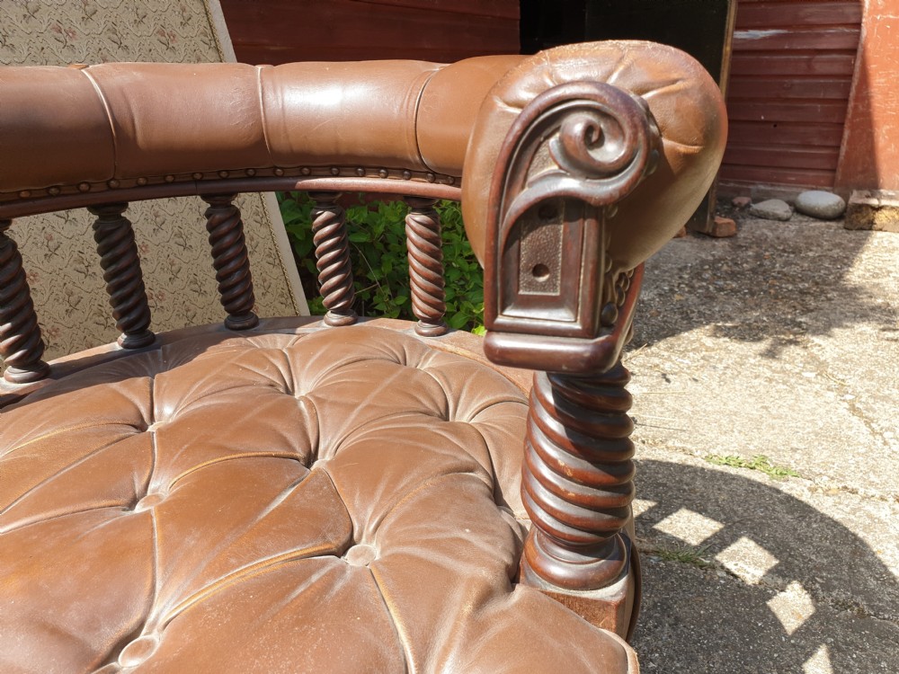 Victorian mahogany library desk armchair.  View IV