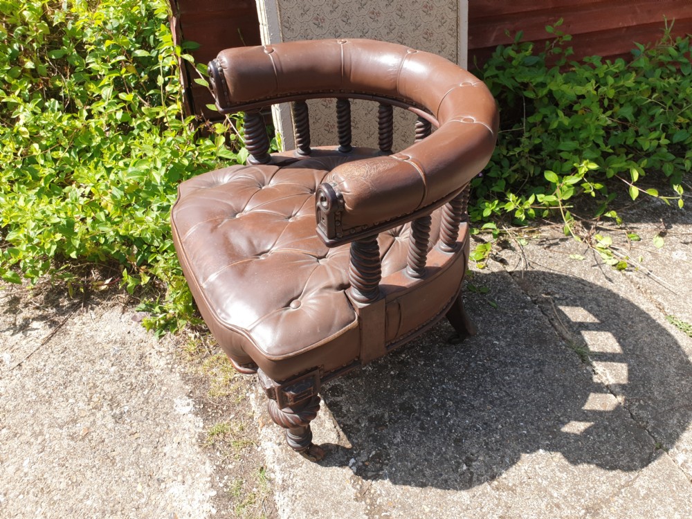 Victorian mahogany library desk armchair.  View V