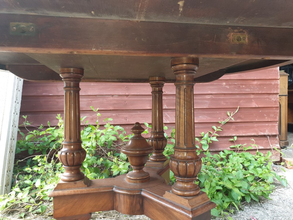 Mid Victorian walnut circular centre table. View VI