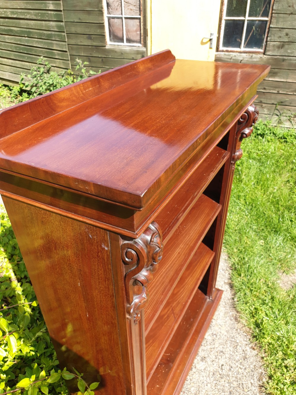 Good Victorian mahogany open front bookcase  View III