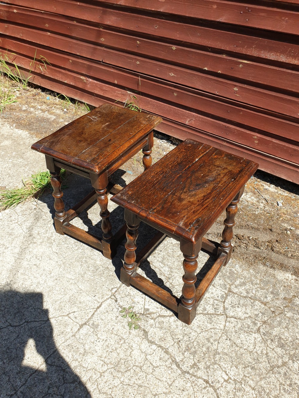 Pair of oak Joint stools View V