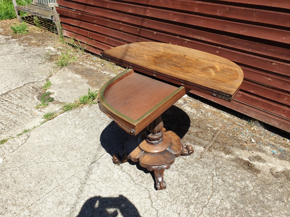 Early Victorian rosewood swivel top games table View III