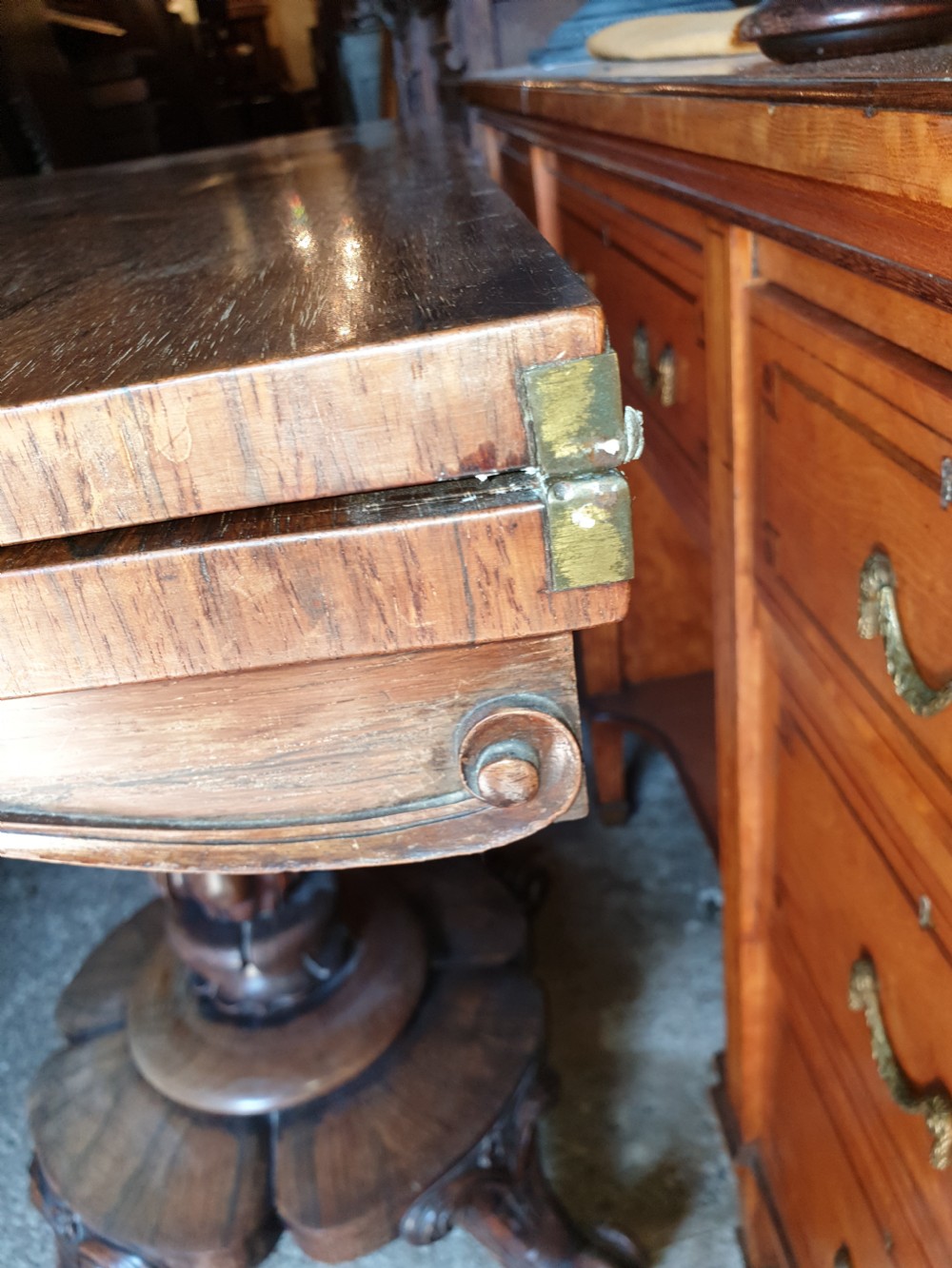 Early Victorian rosewood swivel top games table View VII
