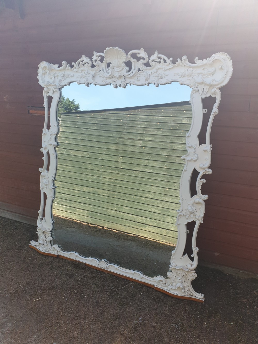 6 foot Victorian carved and painted wall mirror.  View II