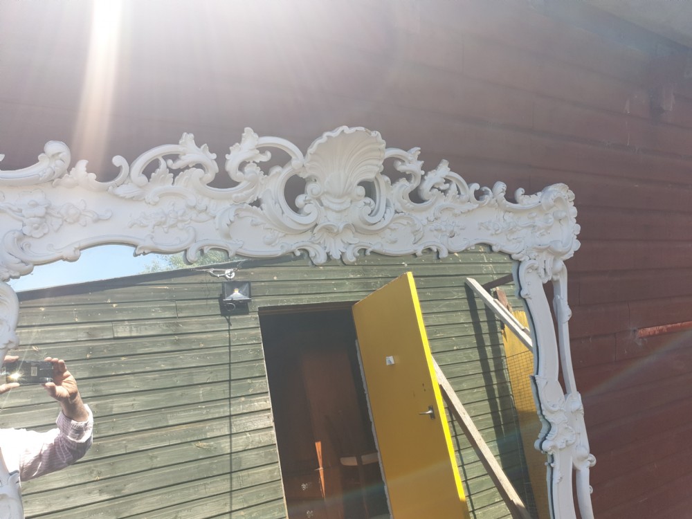 6 foot Victorian carved and painted wall mirror.  View III