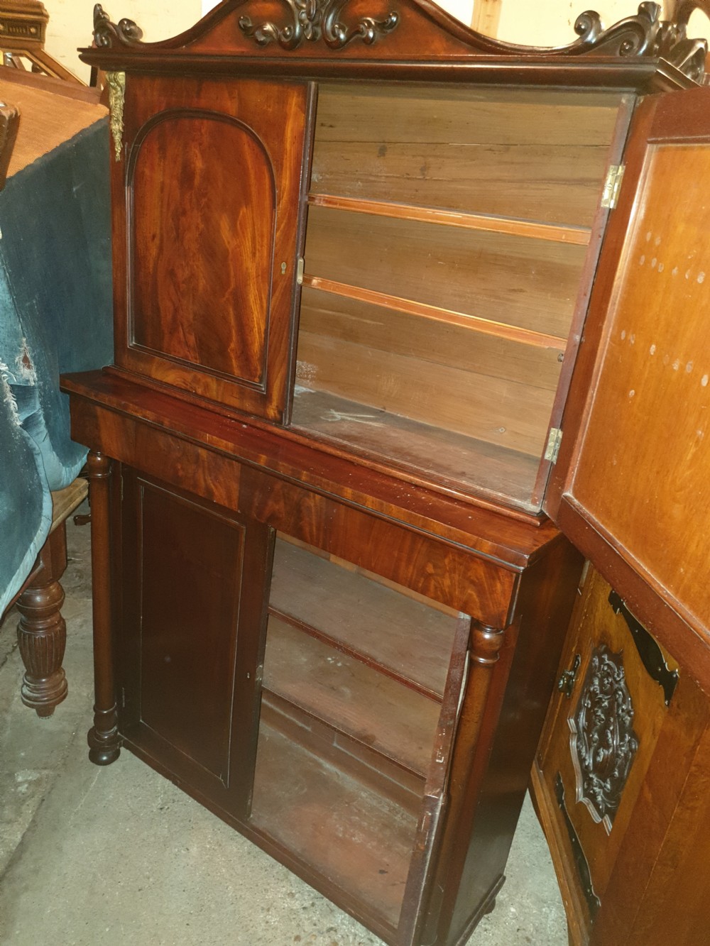 Regency mahogany 2 part cabinet.  View II