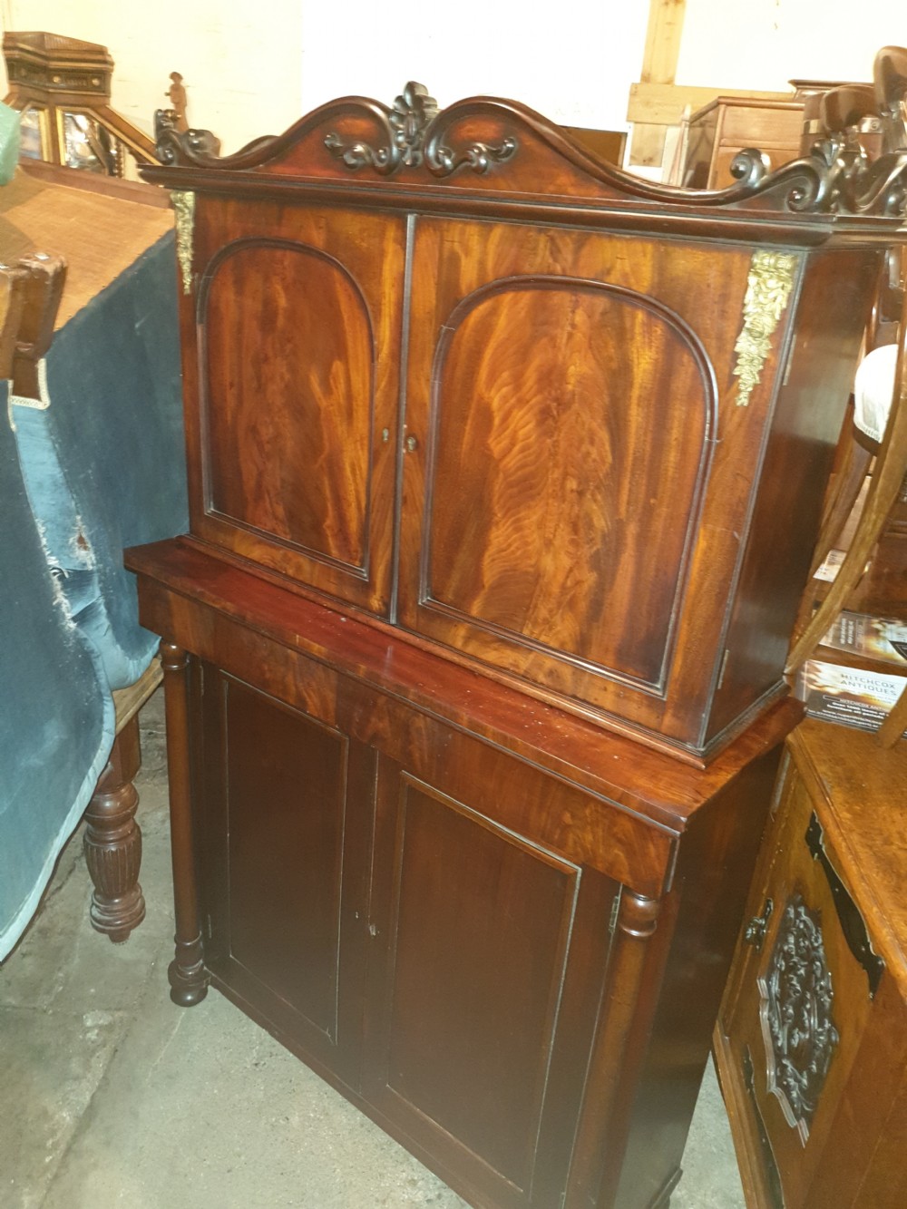 Regency mahogany 2 part cabinet.  View III