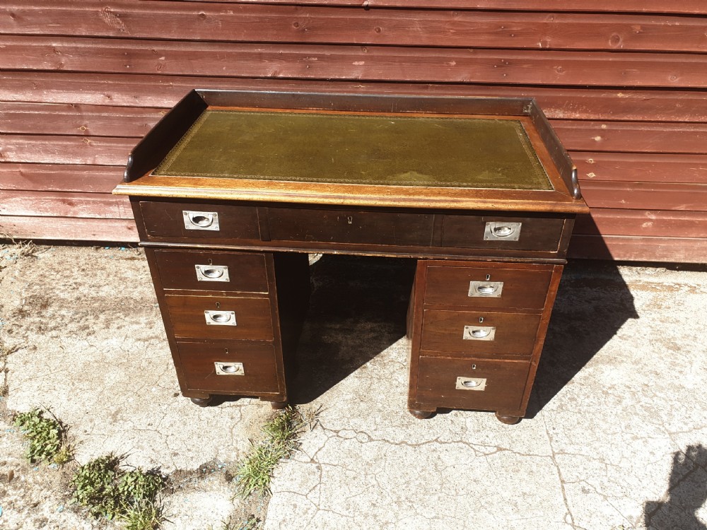Naval kneehole pedestal desk