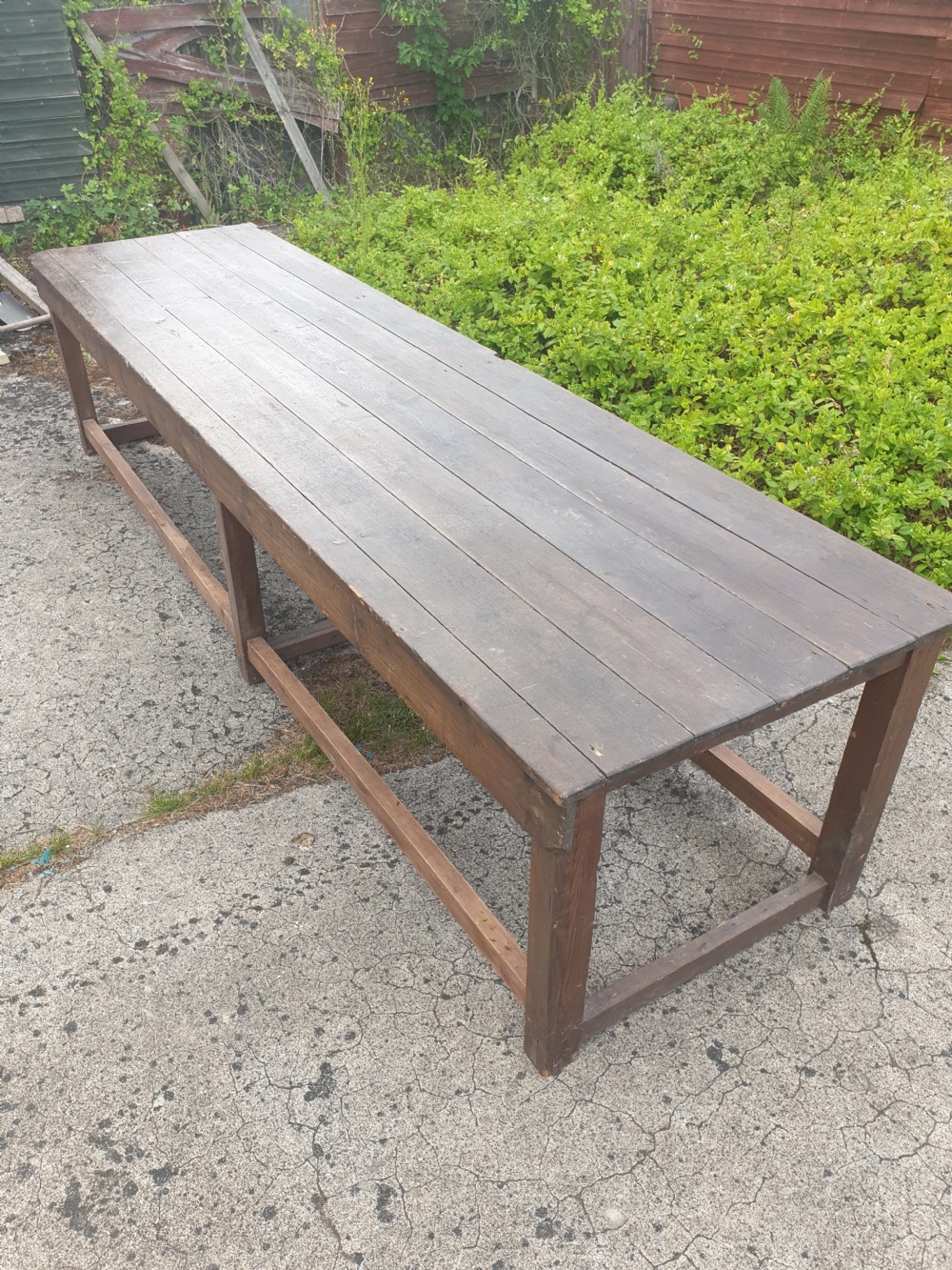 Very large rustic table.