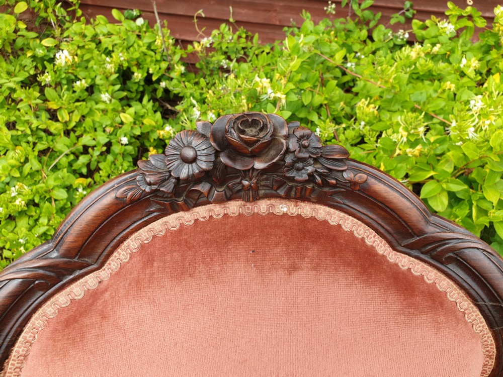 Pair of 19th century carved rosewood Fauteuil  View III