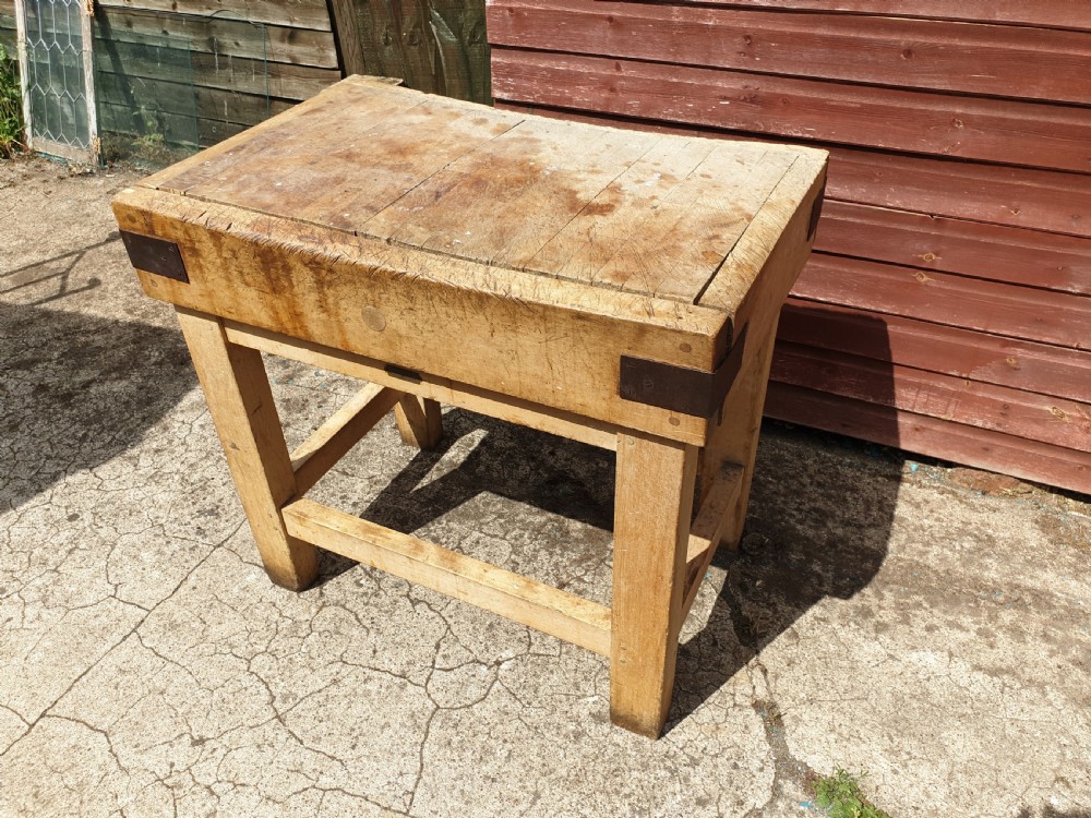 Early 20th century kitchen butchers block.