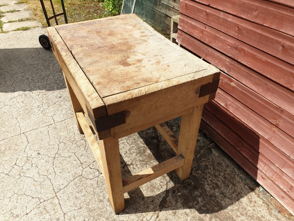 Early 20th century kitchen butchers block. View II