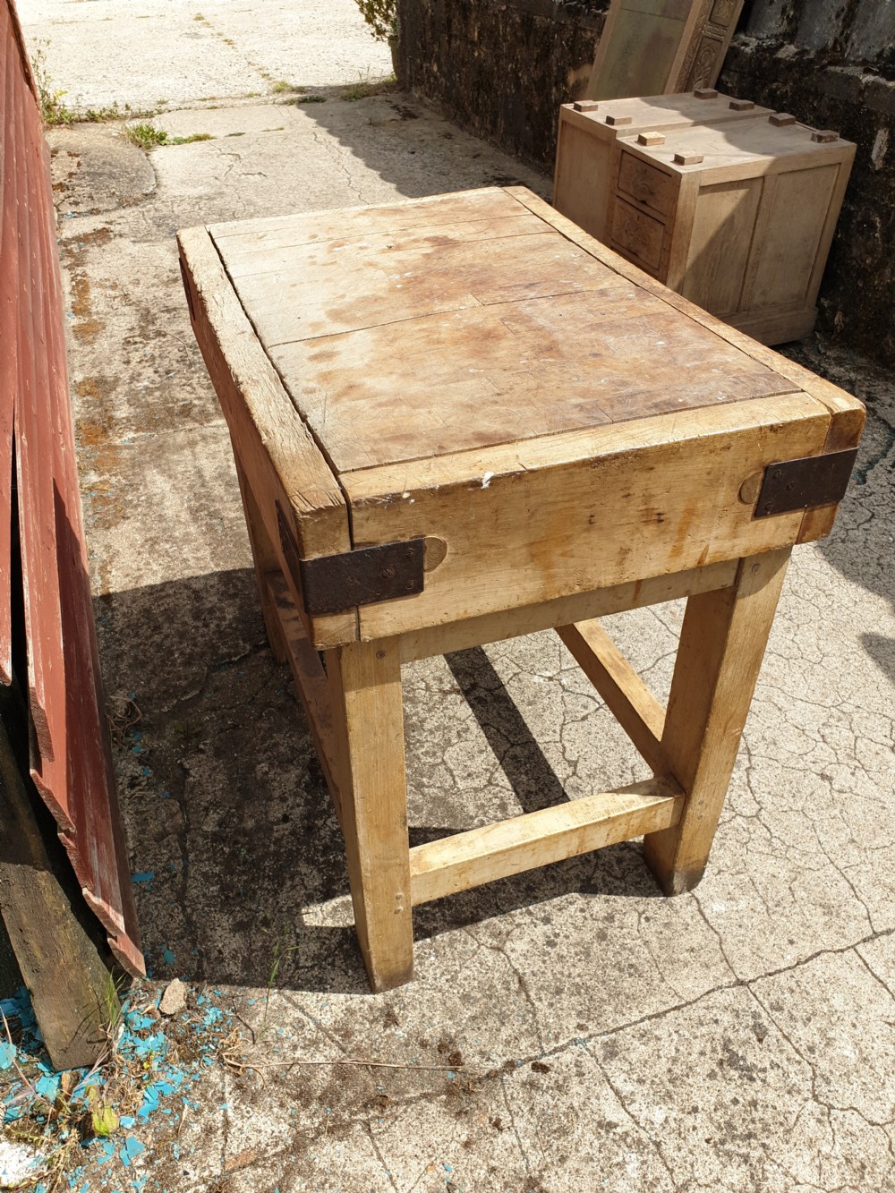 Early 20th century kitchen butchers block. View III