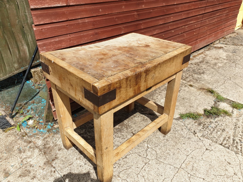 Early 20th century kitchen butchers block. View IV