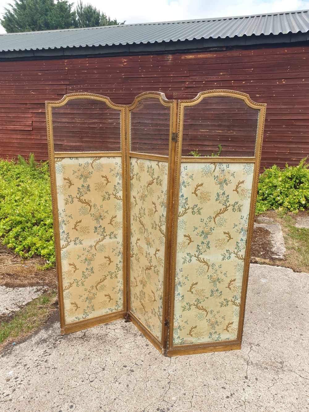 Late Victorian gilt frame 3 fold screen 