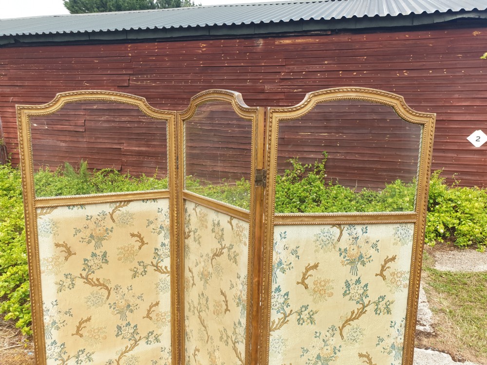 Late Victorian gilt frame 3 fold screen  View II