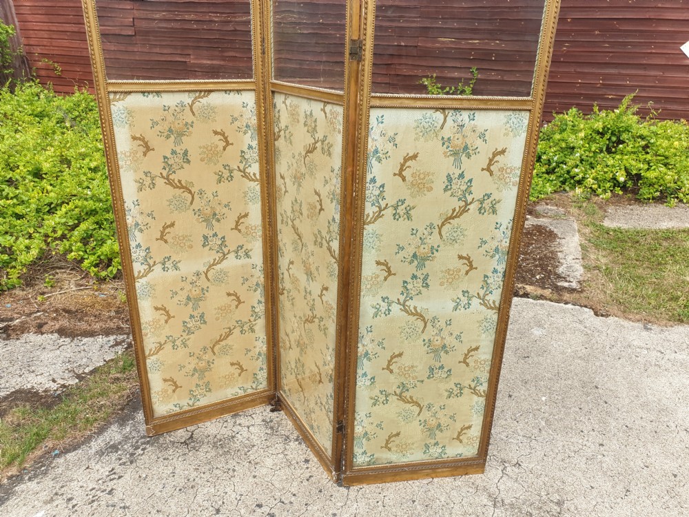 Late Victorian gilt frame 3 fold screen  View III