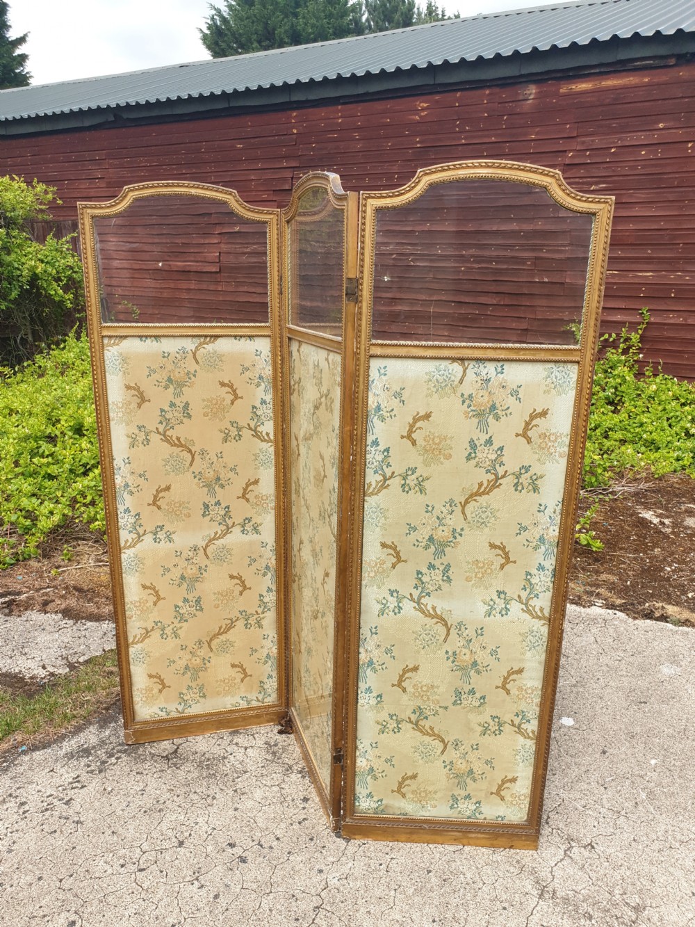 Late Victorian gilt frame 3 fold screen  View V