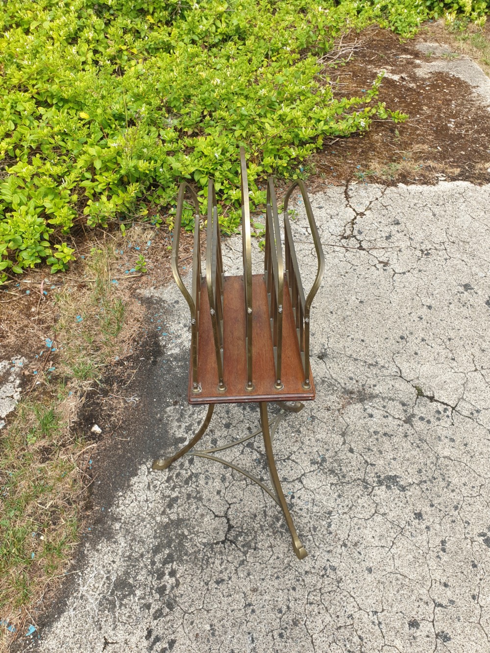 Early 20th century brass revolving newspaper stand. View II