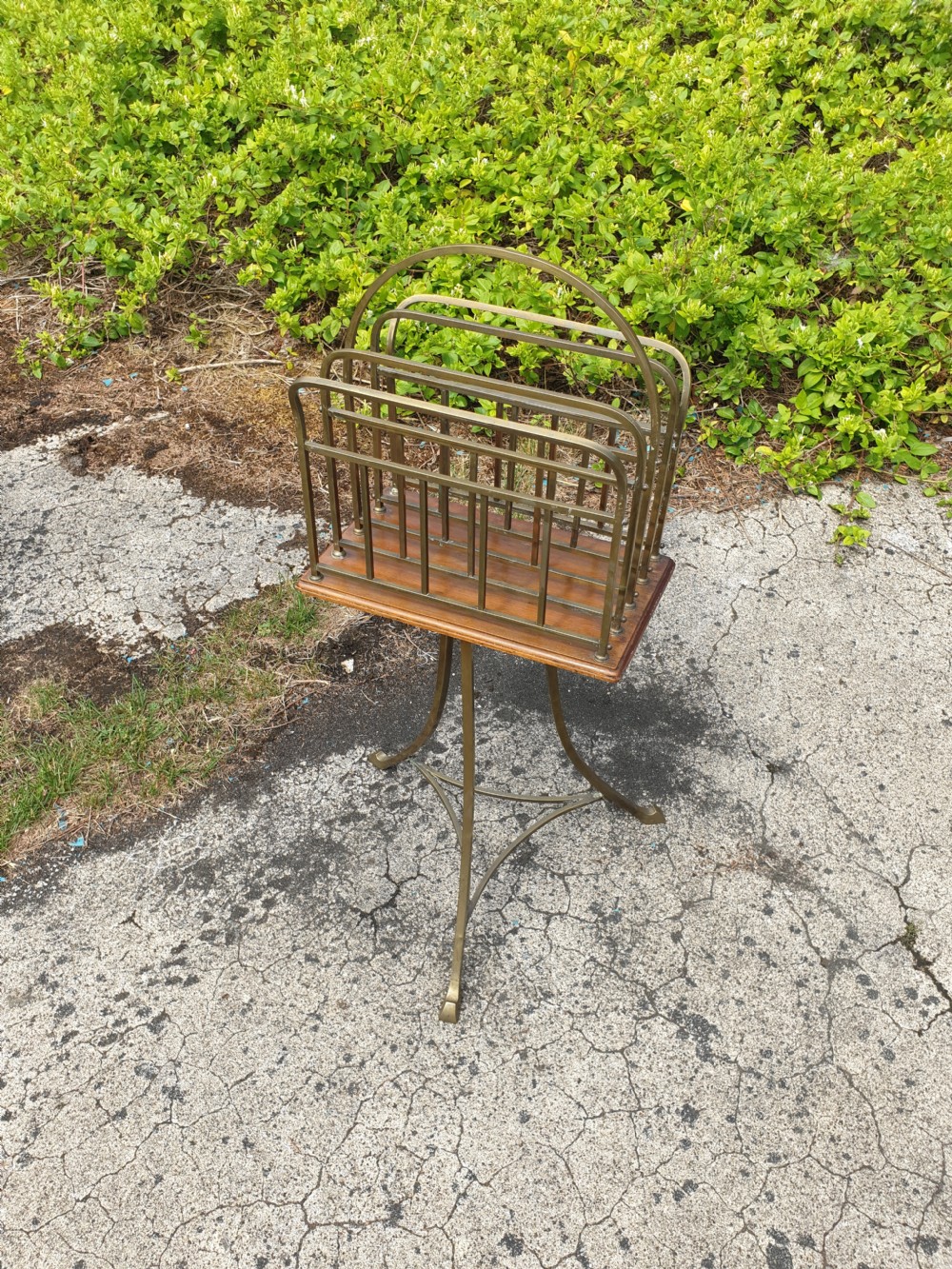 Early 20th century brass revolving newspaper stand. View III
