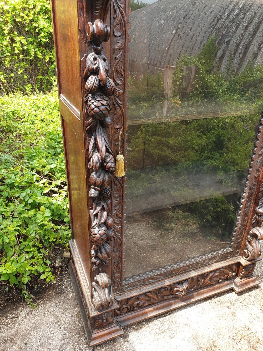 Well carved late Victorian oak cupboard  View IV