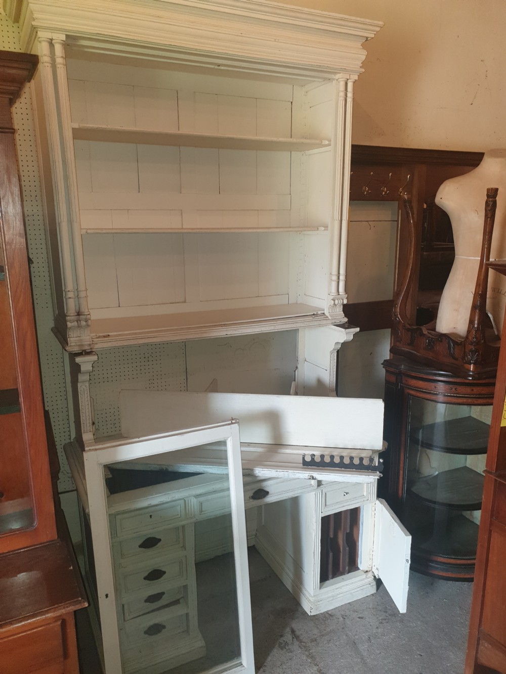 Large late 19th century house keepers bookcase desk.