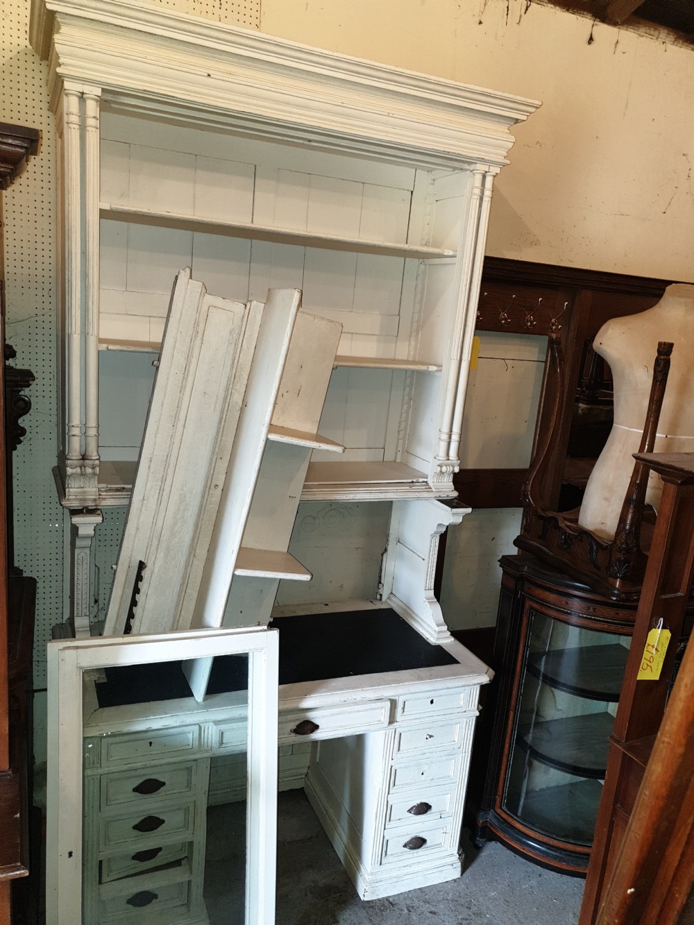 Large late 19th century house keepers bookcase desk. View VIII