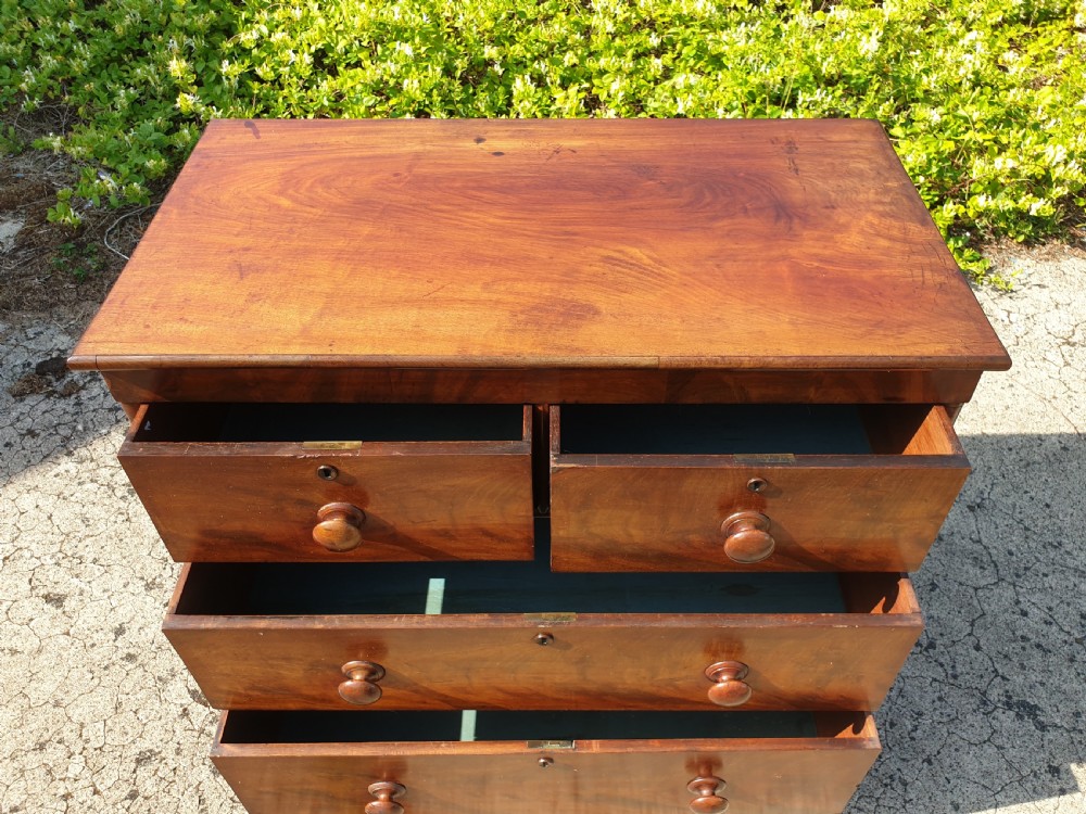 Practical early Victorian mahogany chest of drawers.  View III