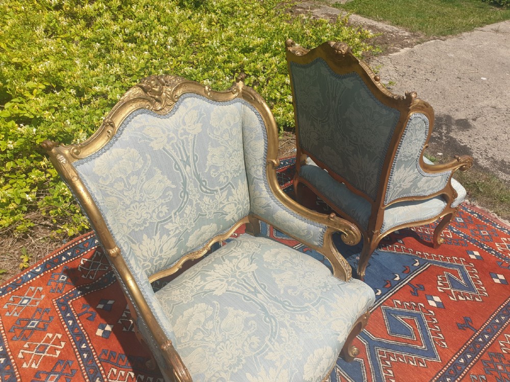Pair of carved gilt frame armchairs  View IV